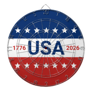USA's 250th Anniversary 1776 2026 Red White Blue Dartboard