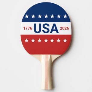 USA's 250th Anniversary 1776 2026 Red White Blue Ping Pong Paddle
