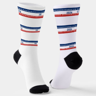 USA's 250th Anniversary 1776 2026 Red White Blue Socks