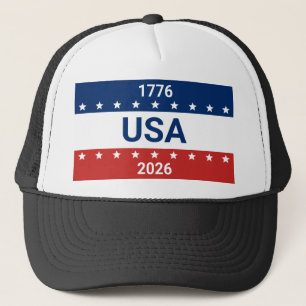USA's 250th Anniversary 1776 2026 Red White Blue Trucker Hat