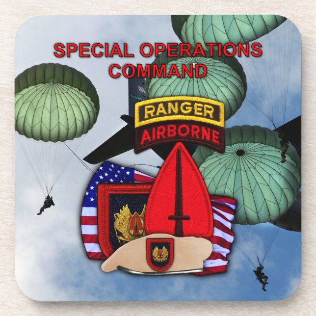 usasoc special ops vets patch Cork Coaster (Front)