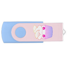 USB flash drive with pink kawaii cupcakes