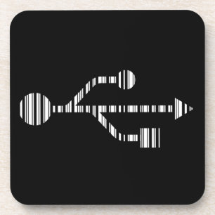 USB LOGO BAR CODE Computer Barcode Pattern Design Coaster