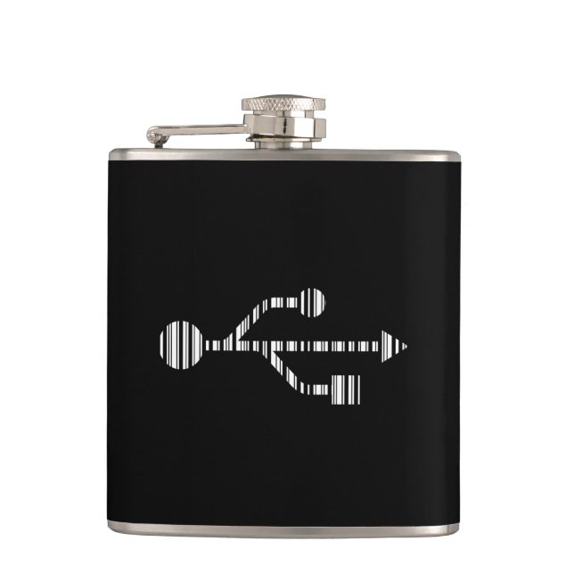 USB LOGO BAR CODE Computer Barcode Pattern Design Hip Flask (Front)