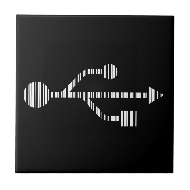 USB LOGO BAR CODE Computer Barcode Pattern Design Tile (Front)
