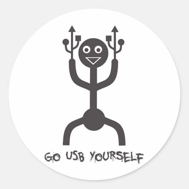 USB Man Classic Round Sticker (Front)