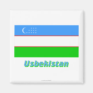 Usbekistan Flagge mit Namen Magnet