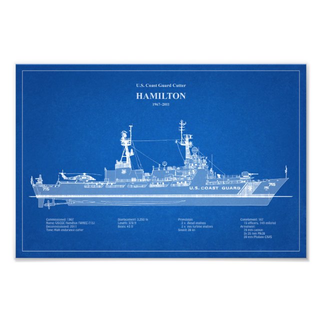 USCG Cutter Hamilton whec-715 - ABD Photo Print (Front)
