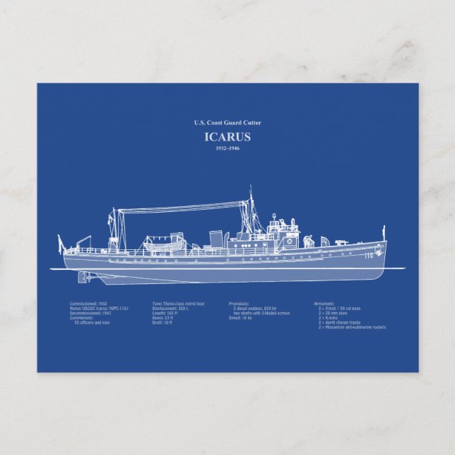 USCG Cutter Icarus wpc-110 - ABD Postcard (Front)