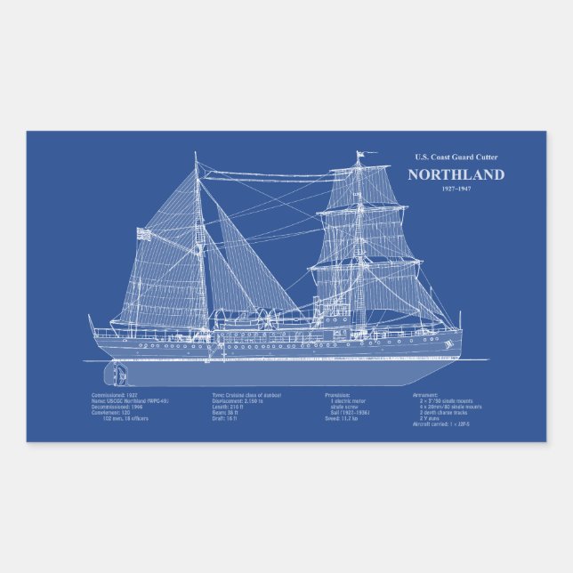 USCG Cutter Northland wpg-49 – ABD Rectangular Sticker (Front)