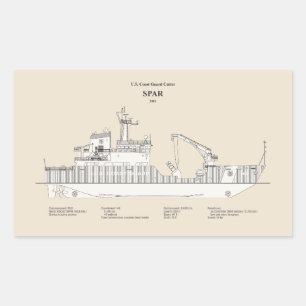 USCG Cutter Spar wlb-206 - SBD Rectangular Sticker