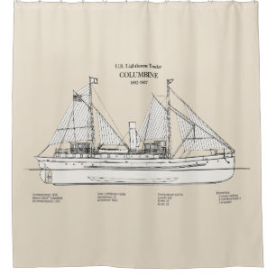 USCG Lighthouse Tender Columbine - SBD Shower Curtain