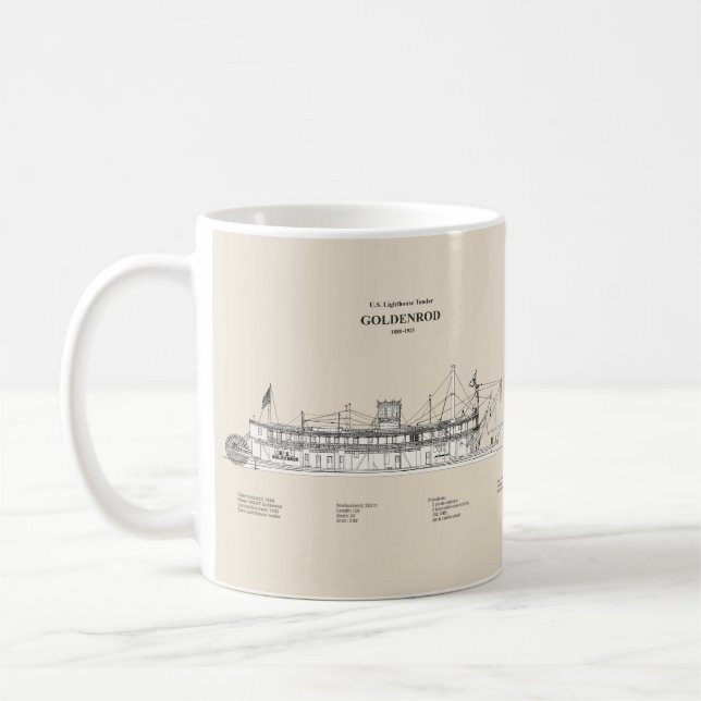 USCG Lighthouse Tender Goldenrod - SBD Coffee Mug (Left)