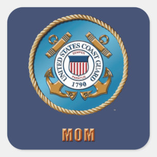USCG Mum Square Stickers, Glossy Sticker