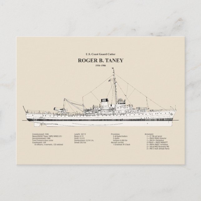 USCG Roger B. Taney whec-37 - SBD Postcard (Front)