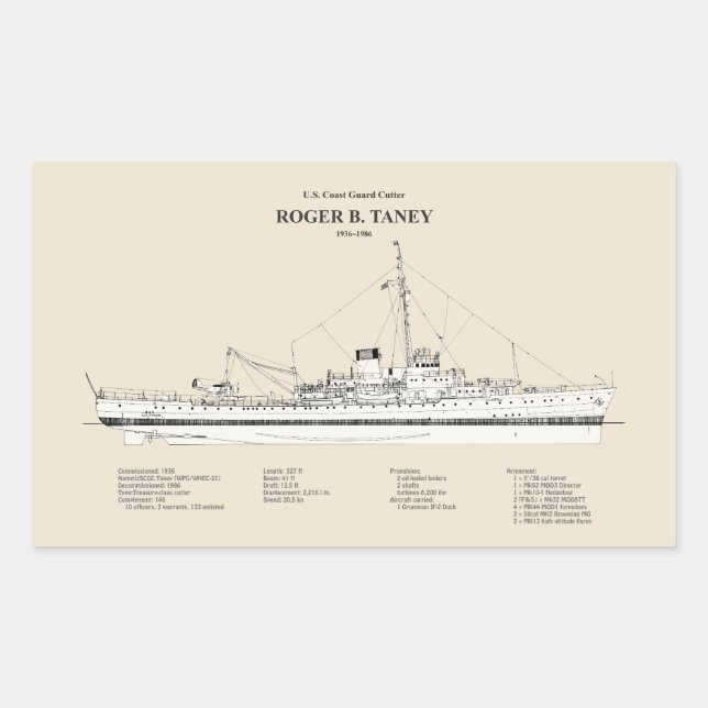 USCG Roger B. Taney whec-37 - SBD Rectangular Sticker (Front)