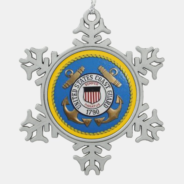 USCG SNOWFLAKE PEWTER CHRISTMAS ORNAMENT (Front)