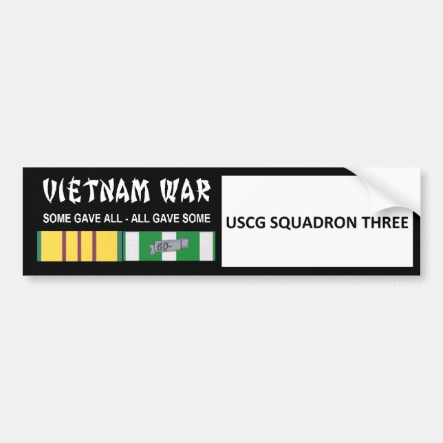 USCG SQUADRON THREE VIETNAM WAR VETERAN BUMPER STICKER (Front)