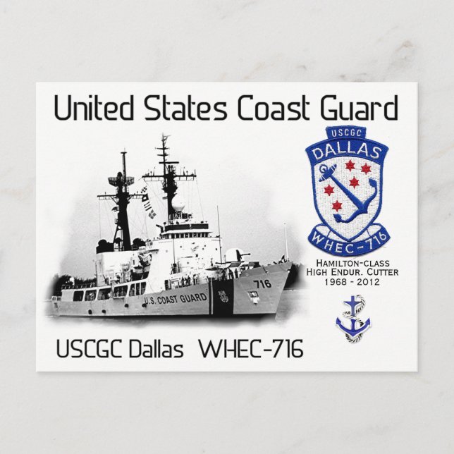 USCGC DALLAS WHEC-716  - CUTTER  - POSTCARD (Front)