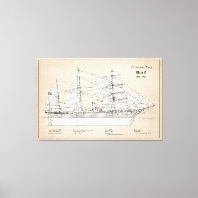 USCGRC USRC Bear - SBD Canvas Print (Front)