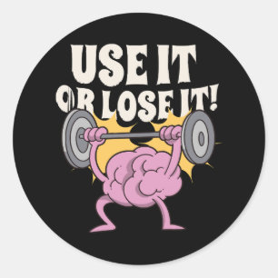 Use and train your brain classic round sticker
