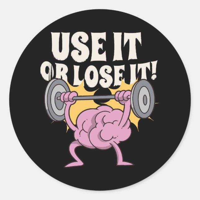 Use and train your brain classic round sticker (Front)