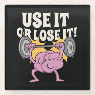 Use and train your brain glass coaster