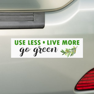 Use Less Live More Go Green Environmental Bumper Sticker