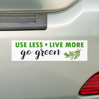 Use Less Live More Go Green Environmental Bumper Sticker