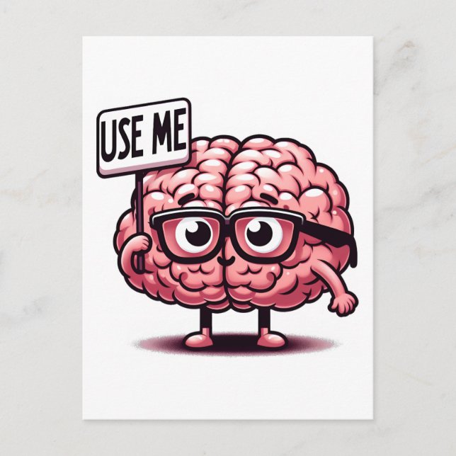 Use Me Funny Brain Sticker Postcard (Front)
