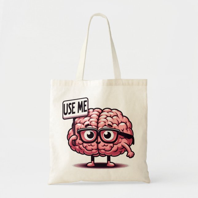Use Me Funny Brain Sticker Tote Bag (Front)