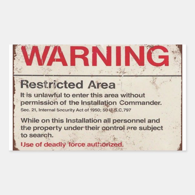 Use of deadly force authorised rectangular sticker (Front)