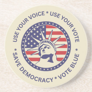 Use Your Vote Patriotic Liberty Badge Coaster