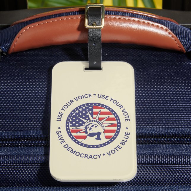 Use Your Vote Patriotic Liberty Badge  Luggage Tag (Front Insitu 2)