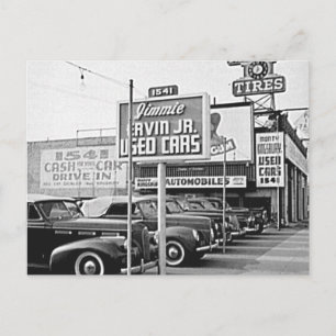 Used Car Lot Vintage Hollywood California Postcard