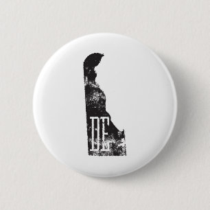 Used Delawar State Map DE Abbreviation 6 Cm Round Badge