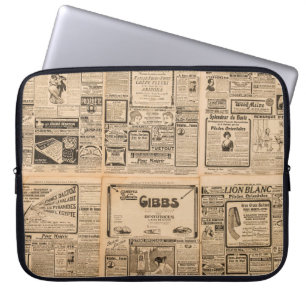 Used paper background. Old newspaper page with vin Laptop Sleeve