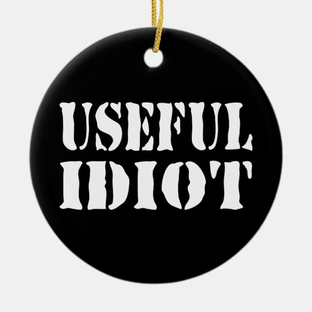 USEFUL IDIOT CERAMIC TREE DECORATION (Front)