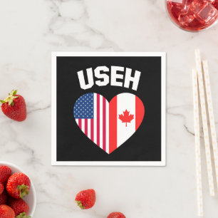 USEH America Canada Flag Funny American Canadian Napkin