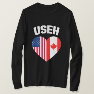 USEH America Canada Flag Funny American Canadian T-Shirt