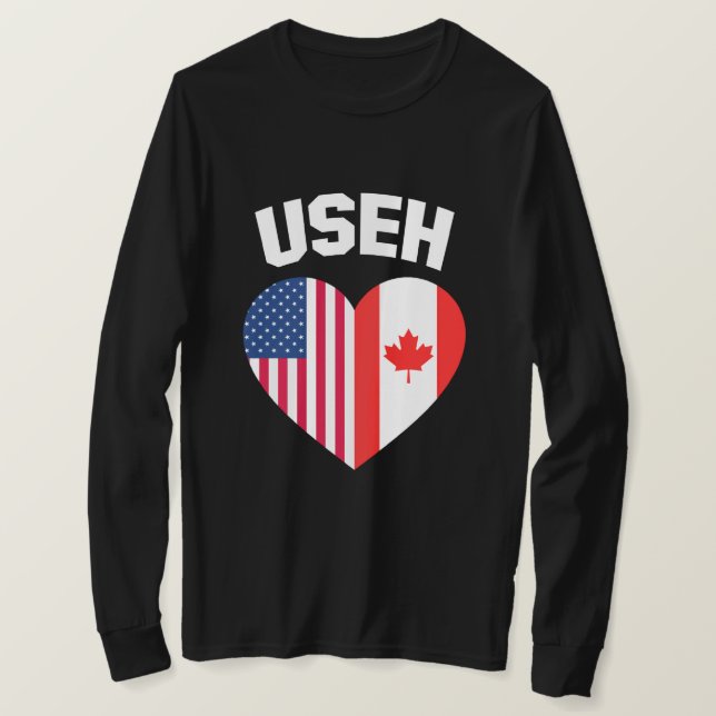USEH America Canada Flag Funny American Canadian T-Shirt (Design Front)