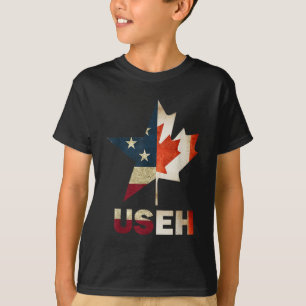 USEH Leaf Canadian American Flag Canada USA Flag G T-Shirt