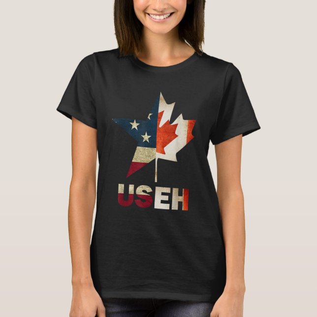 USEH Leaf Canadian American Flag Canada USA Flag G T-Shirt (Front)