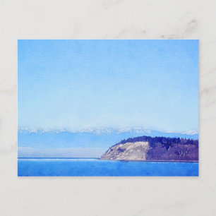 Useless Bay Olympic Mountains Watercolor Postcard