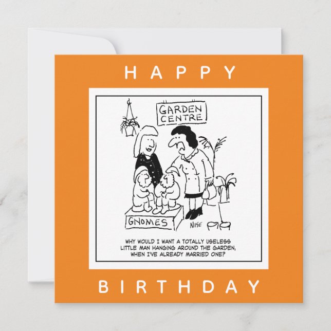 Useless Gnome in the Garden Cartoon Card (Front)