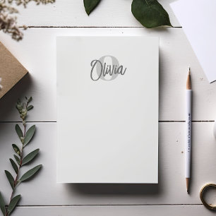 User Cool Monochrome Grey Trendy Script Monogram Post-it Notes