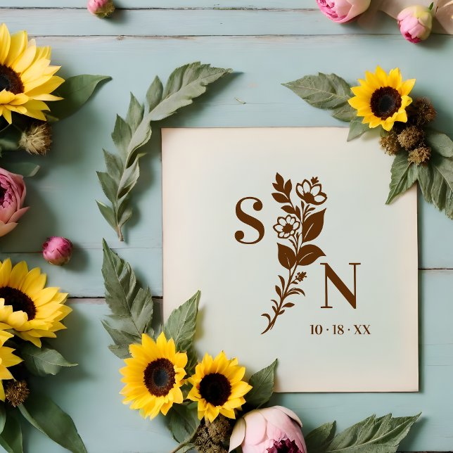 User Lavish Romantic Flower Deluxe Wedding Initial Rubber Stamp (Lavish Romantic Flowers Deluxe Wedding Initials Rubber Stamp. )