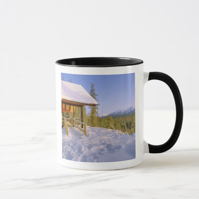 USFS Schnauss Cabin rental in Winter ovelooking Mug (Right)