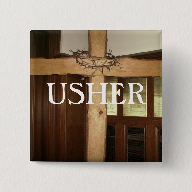 USHER 15 CM SQUARE BADGE (Front)