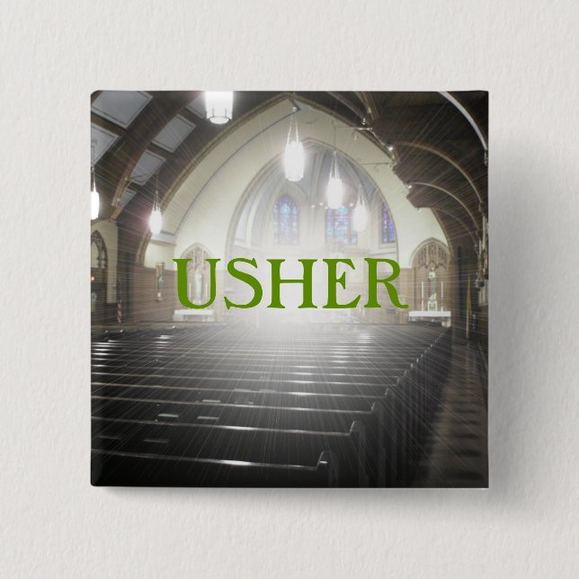 USHER 15 CM SQUARE BADGE (Front)